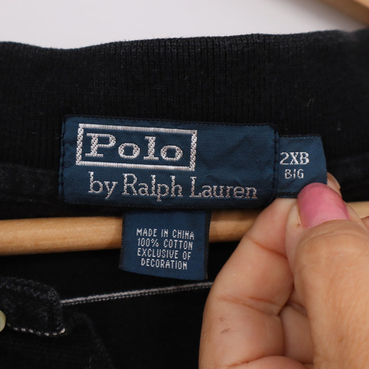 Polo Ralph Lauren Polo Shirt Mens 2XB Big Black Striped Button-down Excellent