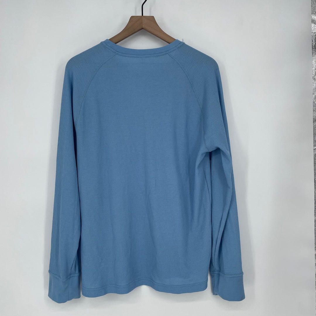Outdoor Voices Blue Waffle Knit Long Sleeve Crew Neck Top Men's Size M