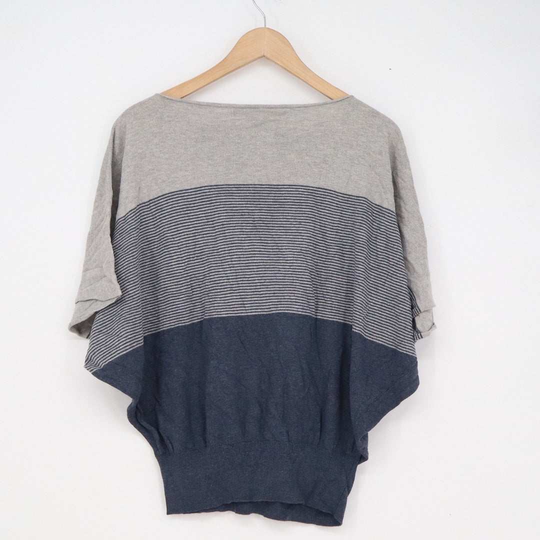 Max Studio Womens Blue Grey Striped Dolman Sleeve Knit Top Size M