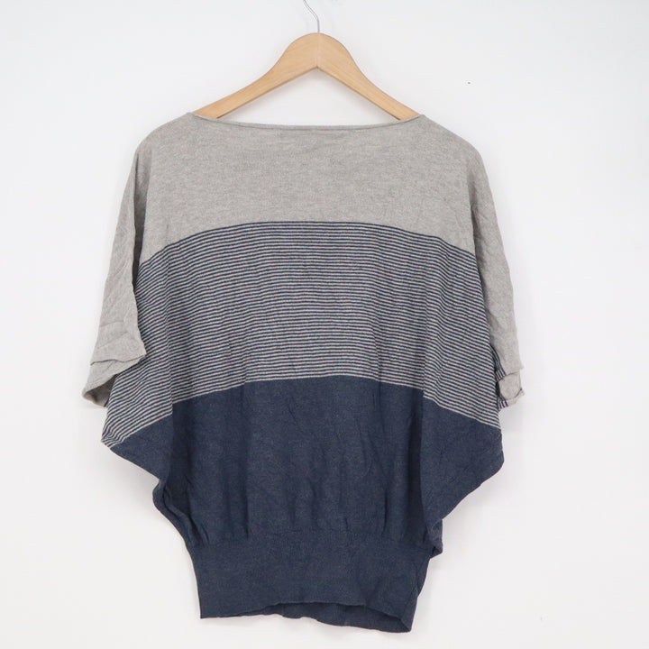 Max Studio Womens Blue Grey Striped Dolman Sleeve Knit Top Size M