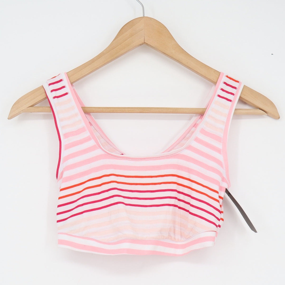 DKNY Womens Pink Orange Striped Modal Bralette Scoop Neck Large