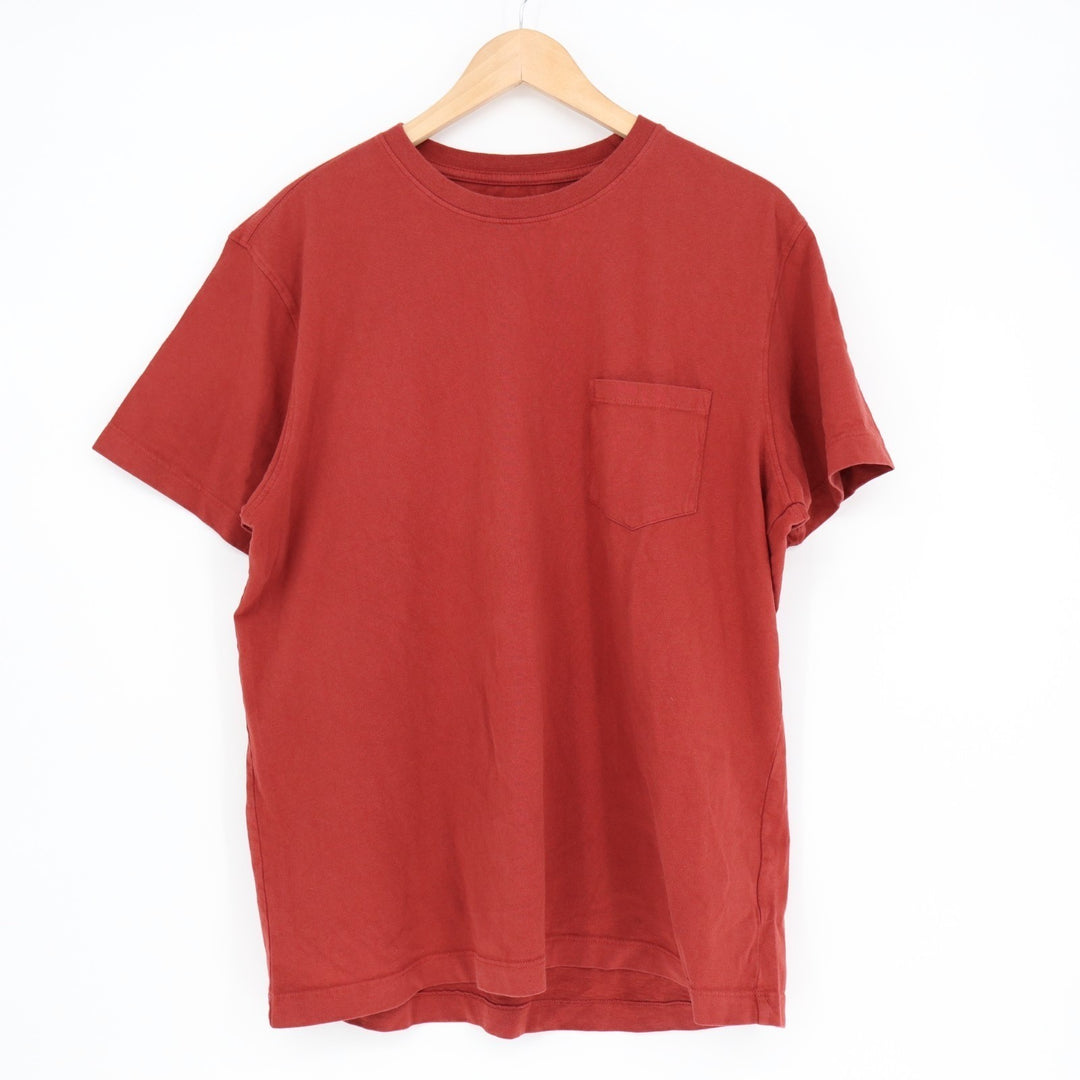 American Giant T-Shirt Mens Large Red Cotton Crew Neck Front Pocket Pullover