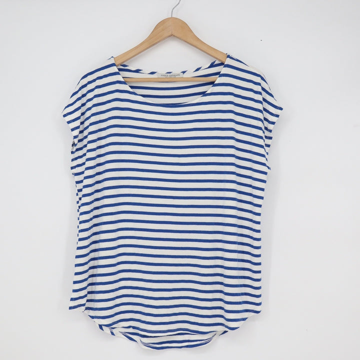 Green Envelope Los Angeles Blue White Striped Cap Sleeve Top XXL