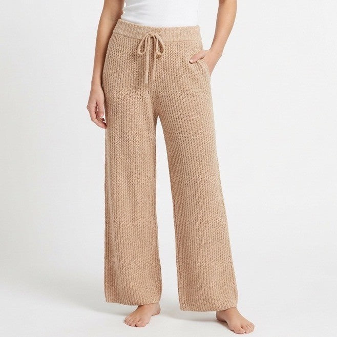 State Of Day Intimates Lounge Pants Womens M Brown Slash Pockets Elastic Waist