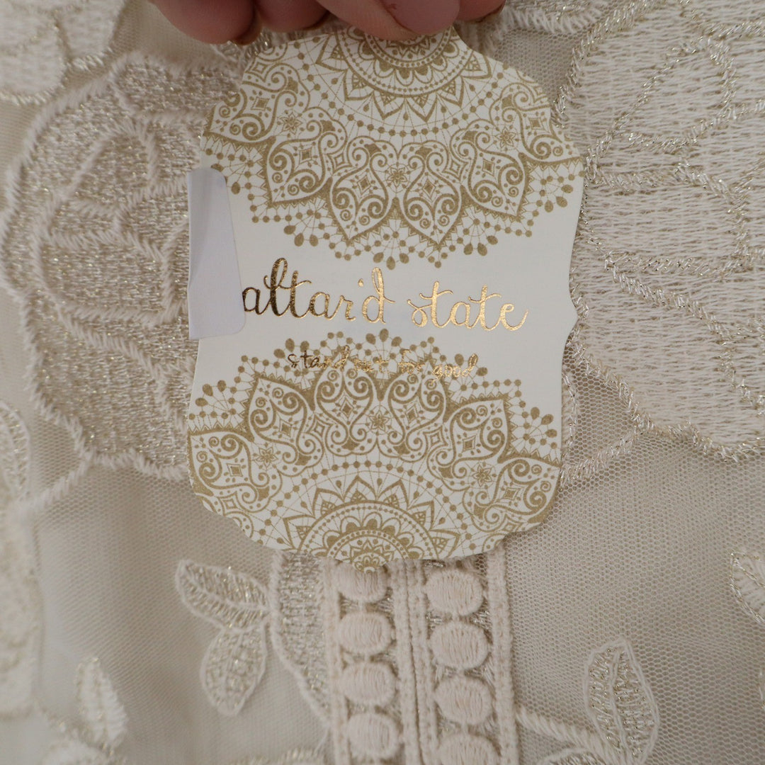 Altard State White Floral Lace V-Neck Sleeveless Fit & Flare Dress M