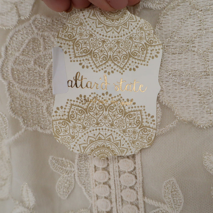 Altard State White Floral Lace V-Neck Sleeveless Fit & Flare Dress M
