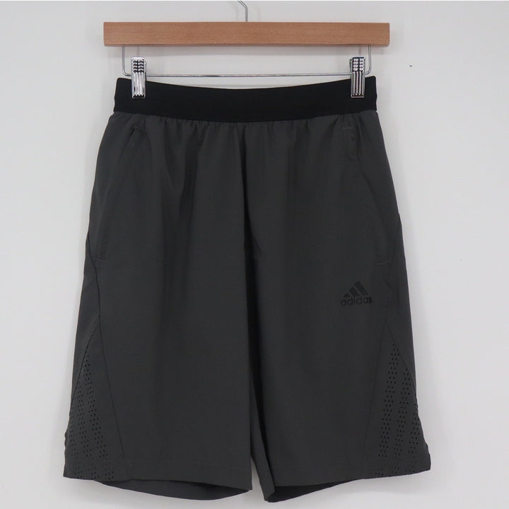 Adidas Mens Training Shorts Charcoal Grey Black Elastic Waist Perforated Small