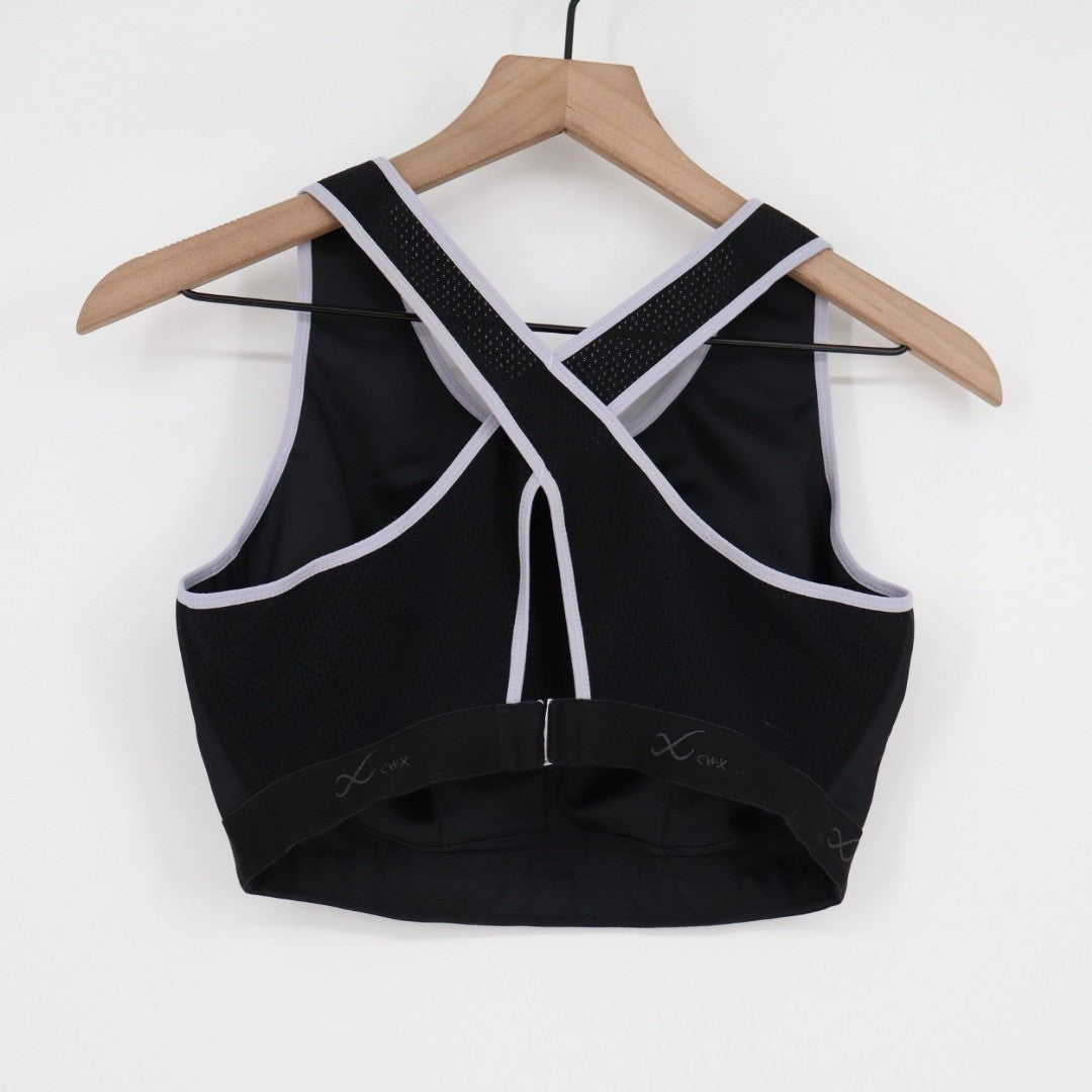 CW-X Sports Bra Womens 38DD Black Stretch High Impact Support Cross Back Strap