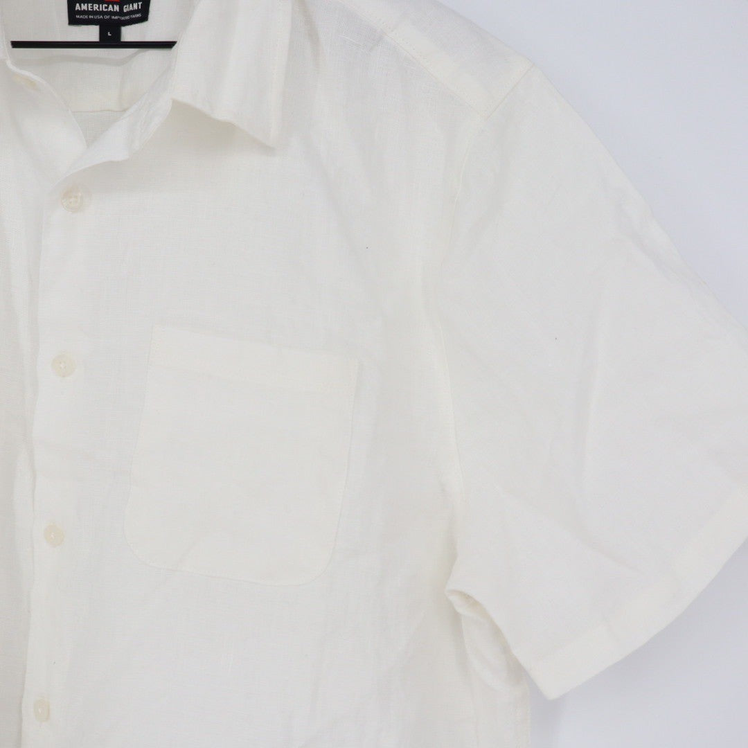 American Giant Men's Resort Shirt Linen Size L Made In USA
