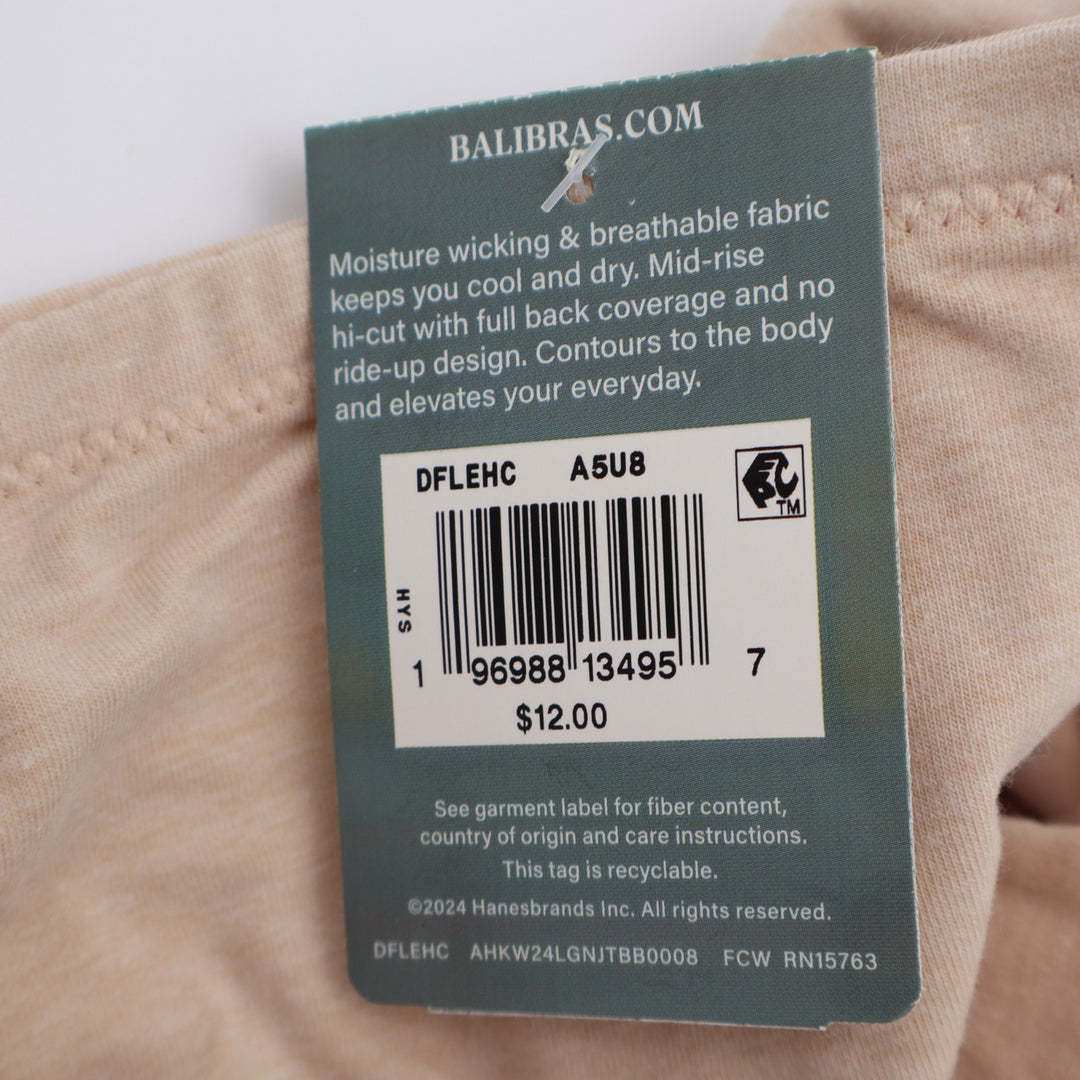 Bali Dflehc Lux Essentials Hi-Cut Panty Womens XL Tropical Sand Stretch Cotton