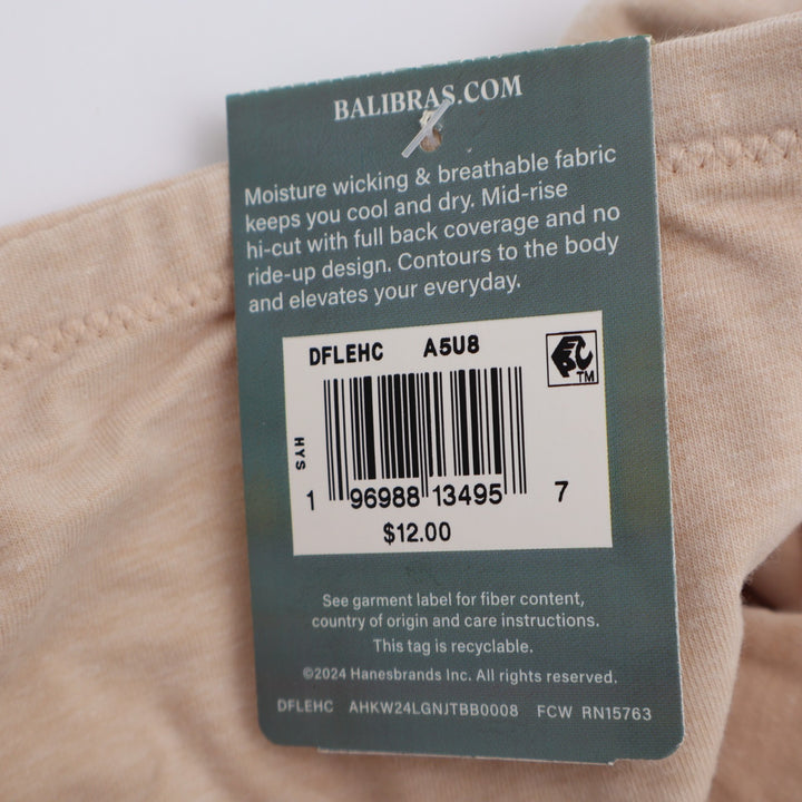 Bali Dflehc Lux Essentials Hi-Cut Panty Womens XL Tropical Sand Stretch Cotton