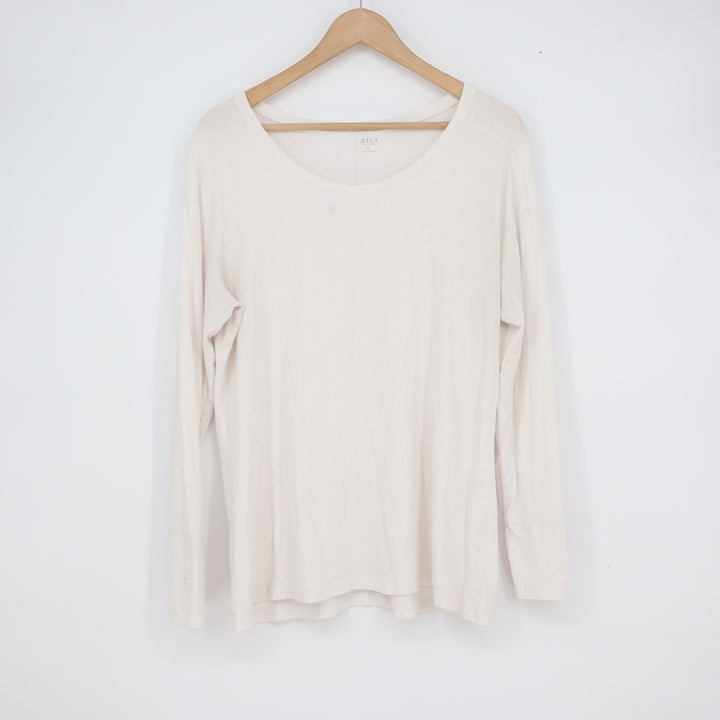 ana A New Approach Cream Scoop Neck Long Sleeve Tee Shirt XL