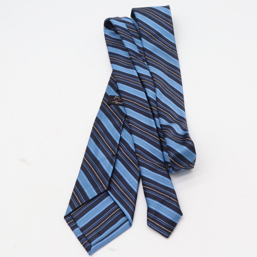 Jos A Bank Signature Collection Blue Striped Silk Cotton Tie Made in Italy