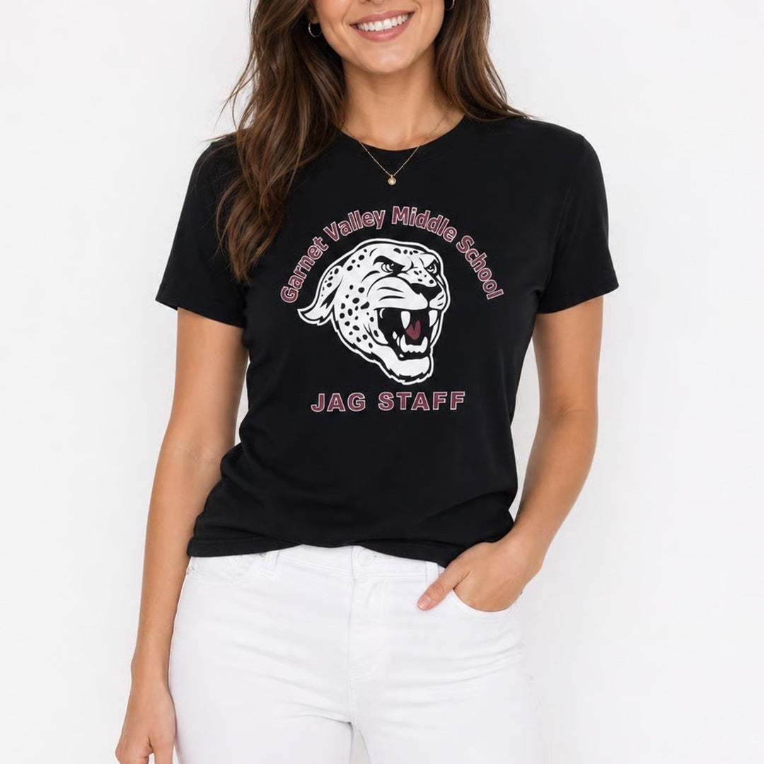 Garnet Valley Middle School Jag Staff Graphic T-Shirt Black Short Sleeve Small