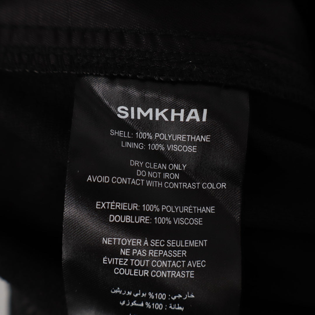 Simkhai Sofia Cargo Pants Womens 4 Black Vegan Leather Wide Leg Ankle Cinched