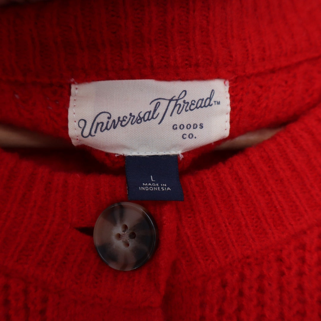 Universal Thread Red Shaker Stitch Cardigan Sweater Button Front Crew Neck Large