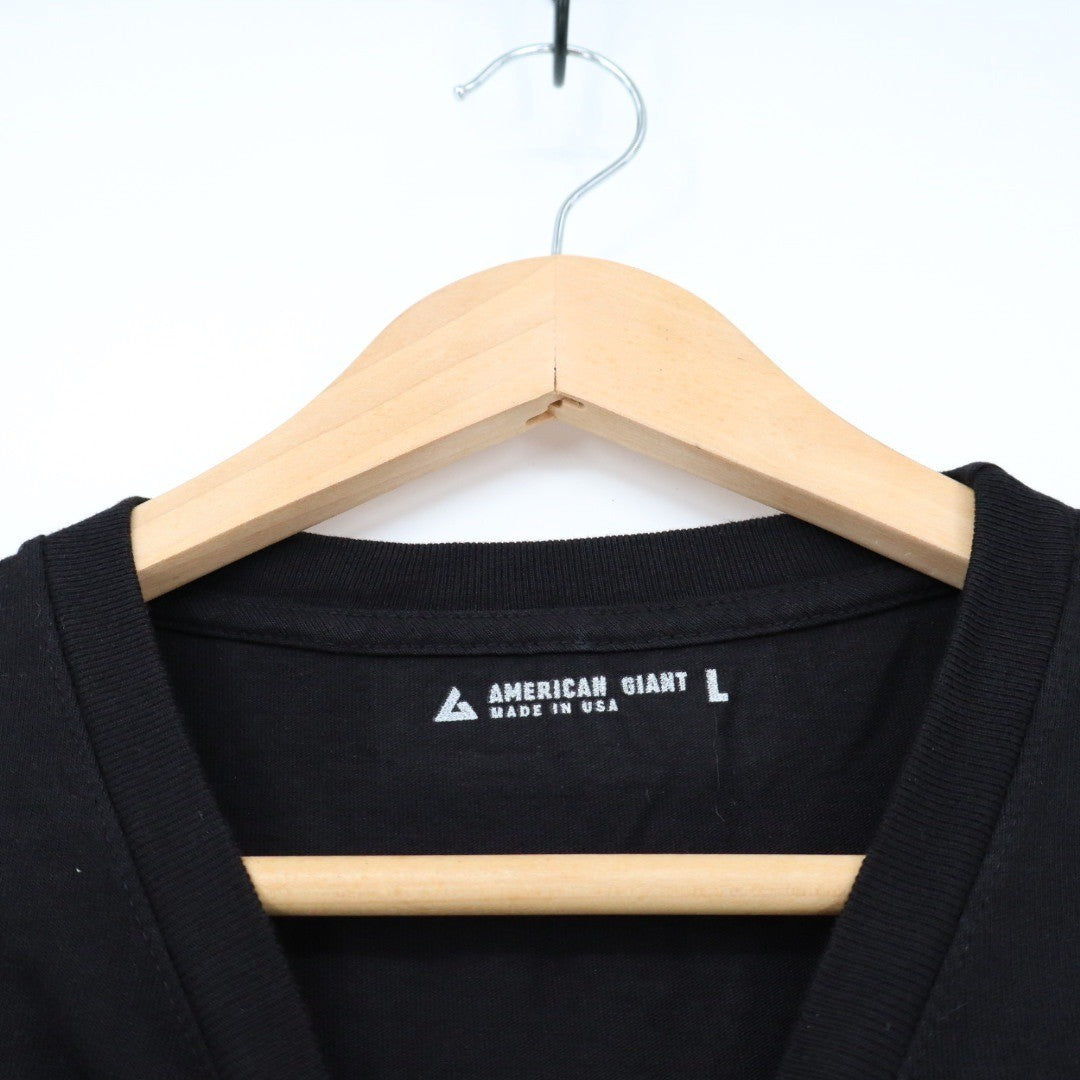 American Giant Mens Black Cotton Crew Neck T Shirt Size L Made in USA