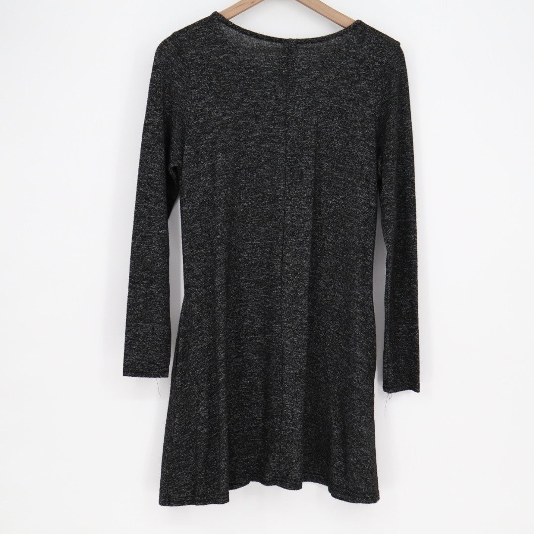 Lildy Plush Knit Tunic Top Womens Small/Medium Heather Gray Stretch Long Sleeve