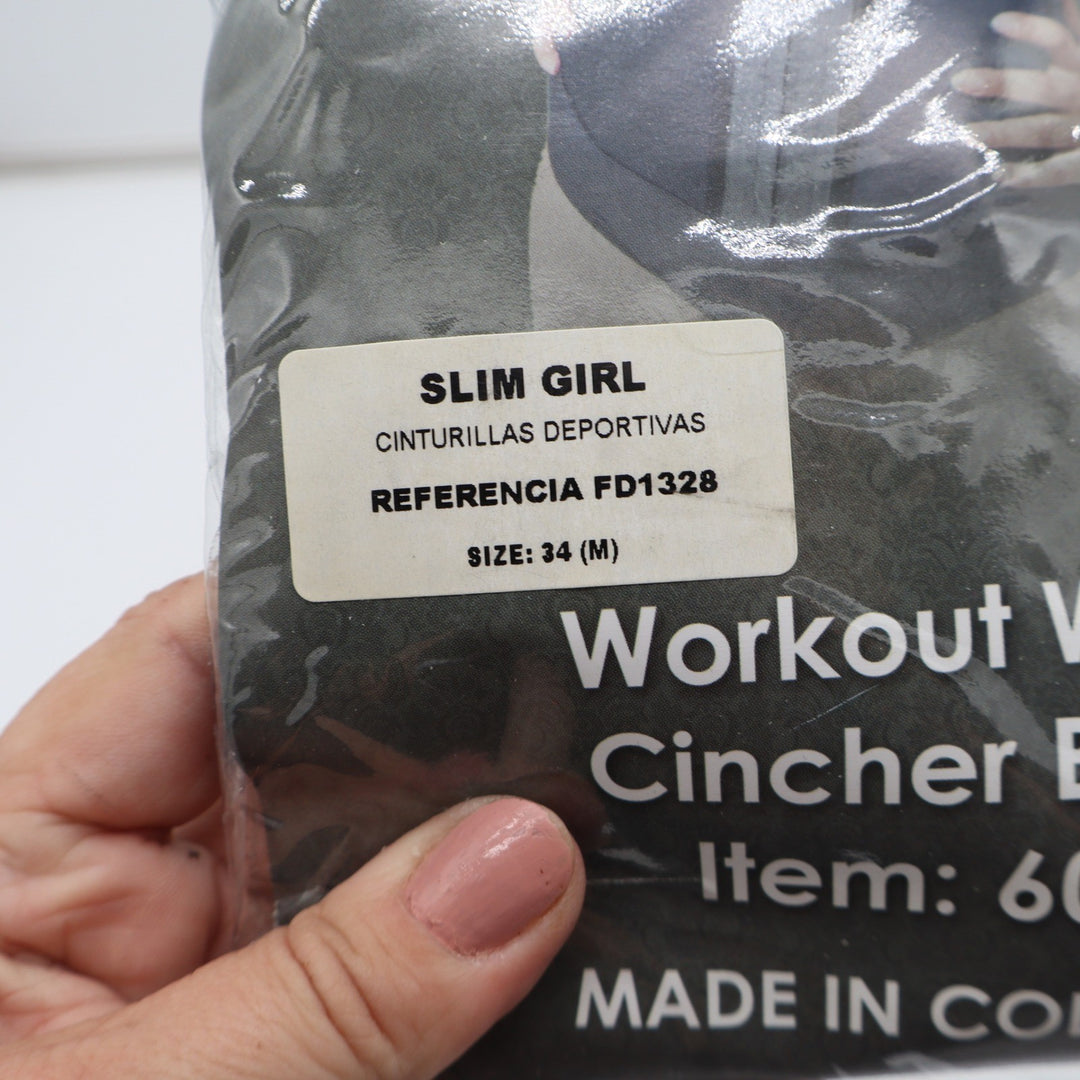 Slim Girl Shapewear Workout Waist Cincher Blue Black Latex Size 34 M