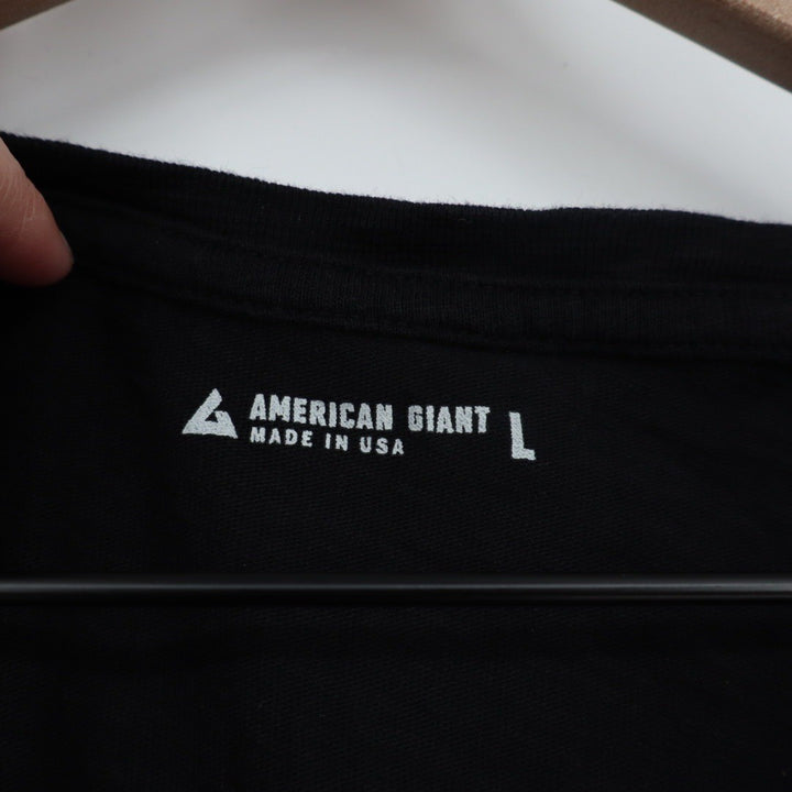 American Giant Black V Neck T Shirt Cotton Made in USA Mens Size Large