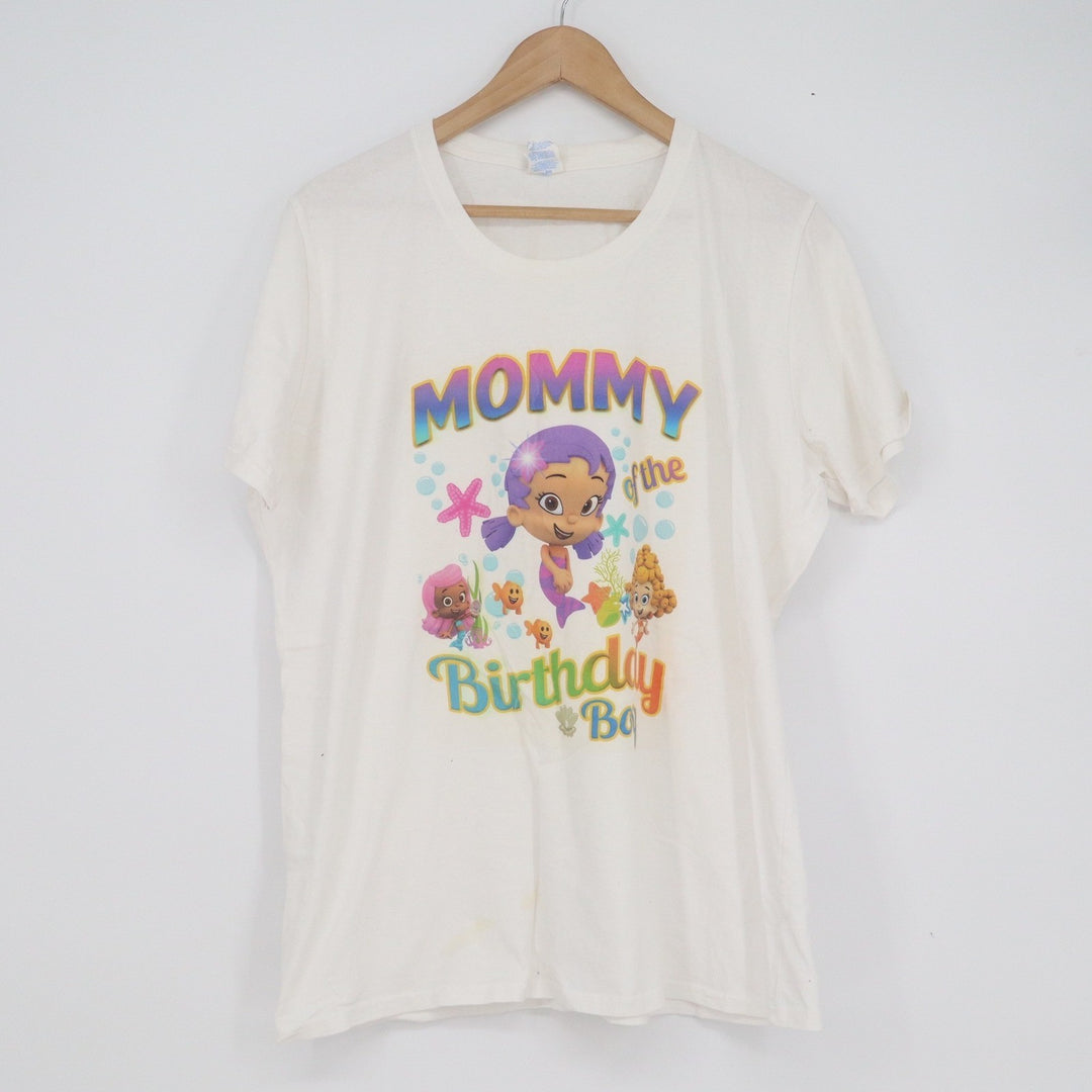 Port & Company Bubble Guppies Mommy of the Birthday Boy White Graphic T-Shirt XL
