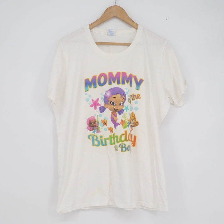Port & Company Bubble Guppies Mommy of the Birthday Boy White Graphic T-Shirt XL