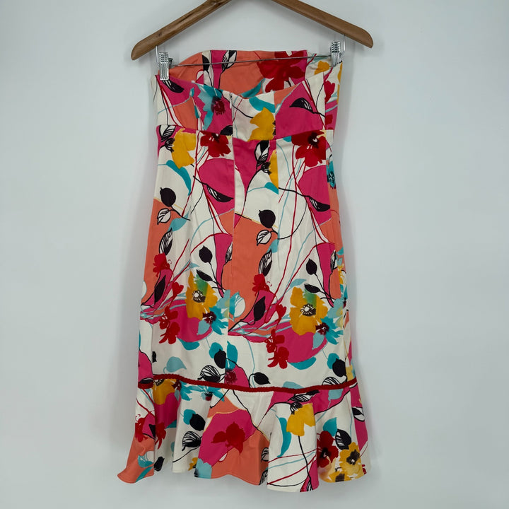 Morrell Maxie Bodycon Dress Womens 8 Multicolor Floral Off the Shoulder Back Zip