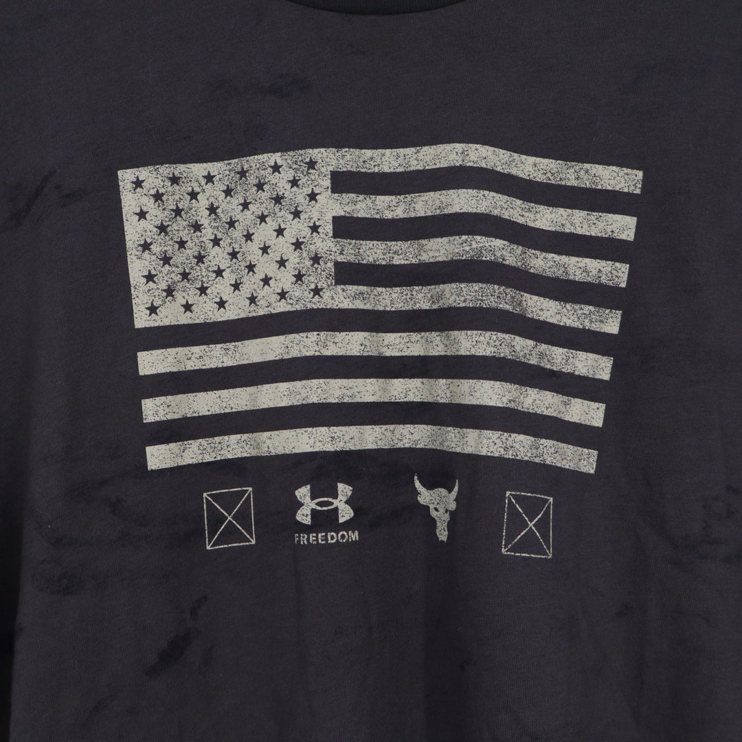 Under Armour Project Rock Freedom USA Flag Tee Charcoal Gray Youth XL