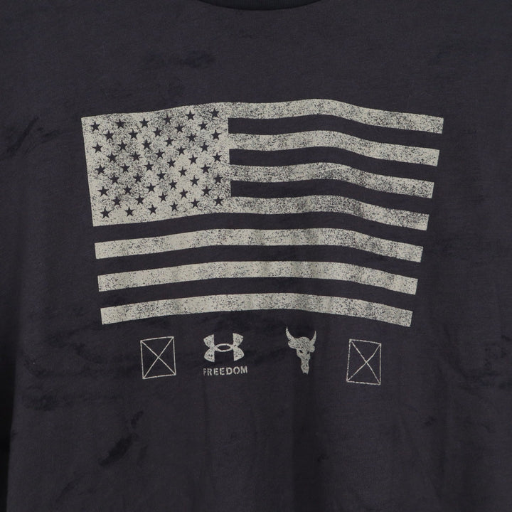 Under Armour Project Rock Freedom USA Flag Tee Charcoal Gray Youth XL