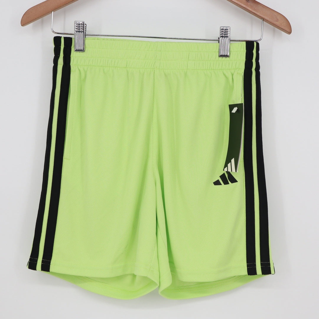 Adidas Boys Pulse Lime 3S Essentials Mid Thigh Shorts Green Size L 14/16