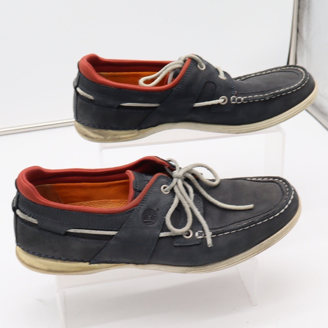 Timberland Boat Shoes Mens 10W Earthkeepers Navy Blue Leather Lace Up Good