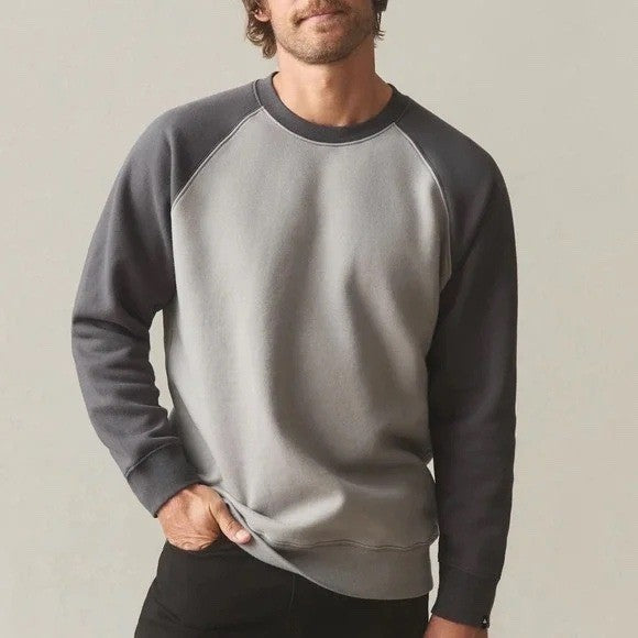 American Giant Midweight Sweatshirt Men L Gray Charcoal Colorblock Cotton Fleece