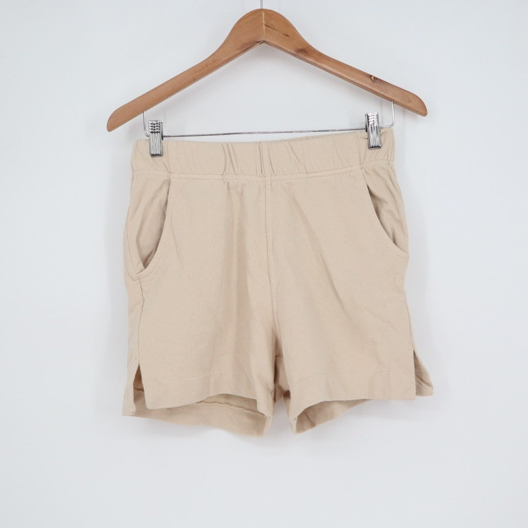American Giant Side Slit French Terry Sweat Shorts Womens XS Beige Relaxed Fit