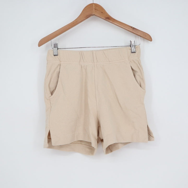 American Giant Side Slit French Terry Sweat Shorts Womens XS Beige Relaxed Fit