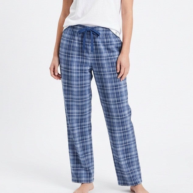 Charter Club Intimates Pajama Pants Womens Small Blue Plaid Drawstring Waist