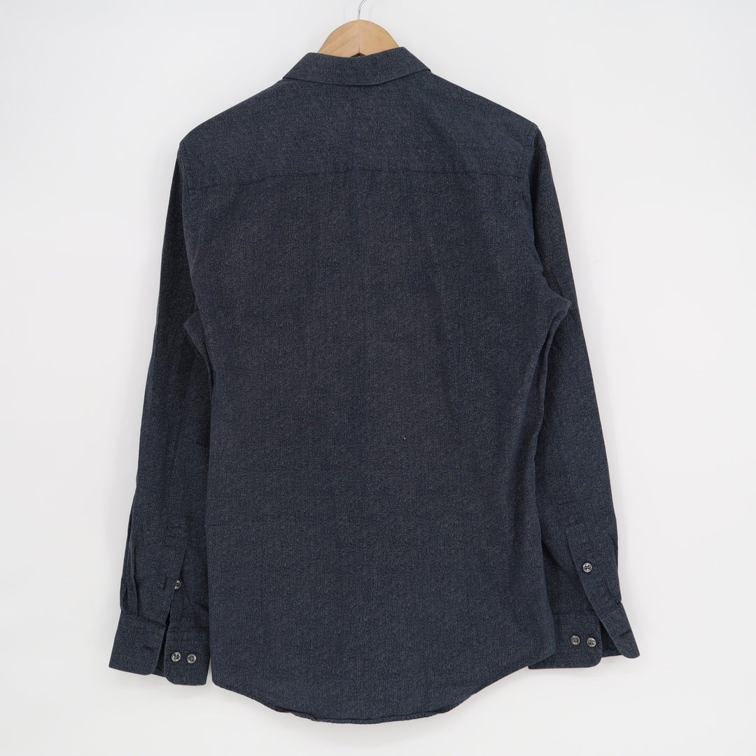 Bar III Mens Slim Fit Navy Blue Micro Dot Button Down Shirt Size M 15-15.5 34-35