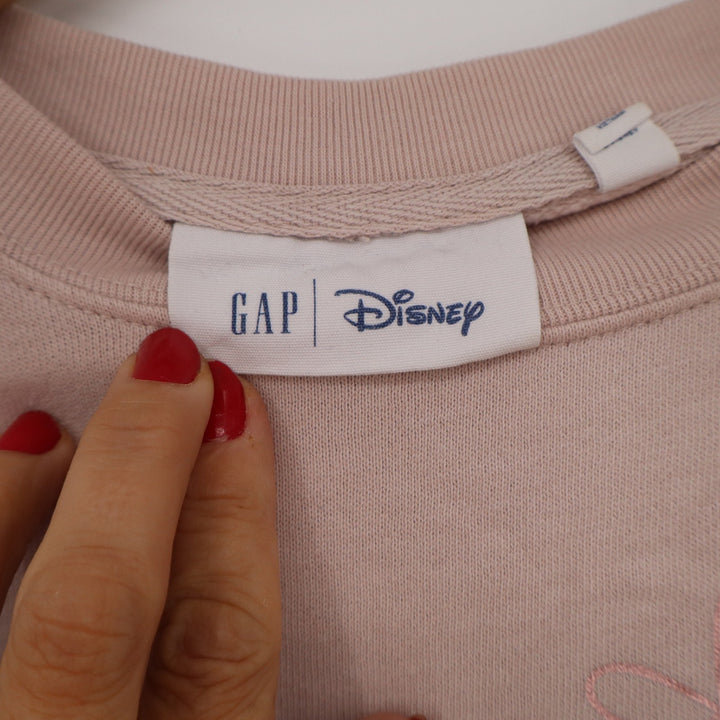 Gap x Disney Minnie Mouse Sweatshirt Womens Medium Pink Rose Gold Metallic Logo