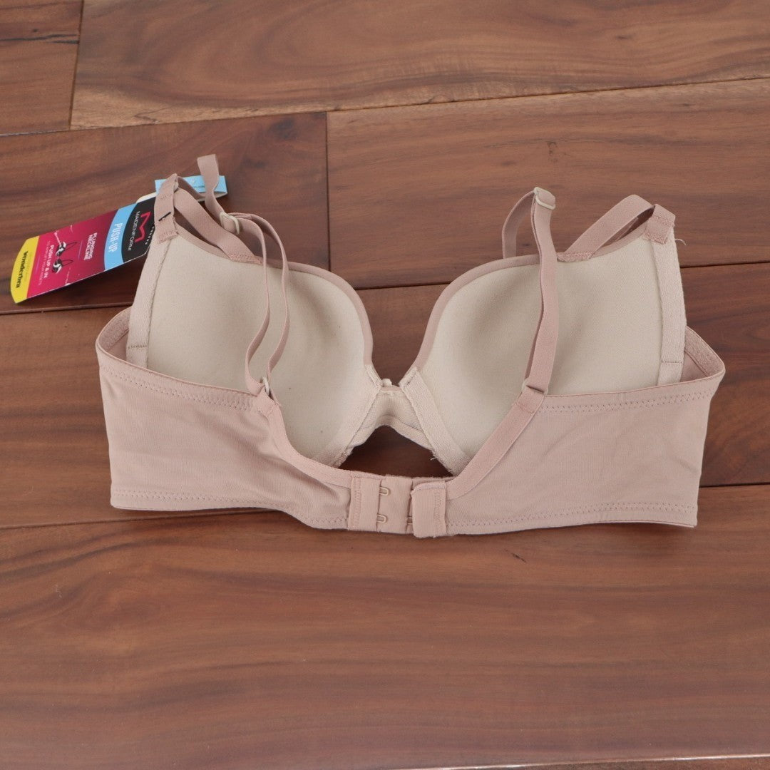 Maidenform Push-Up Bra Womens 32C Cream Stretch Lace Detail Underwire Padded