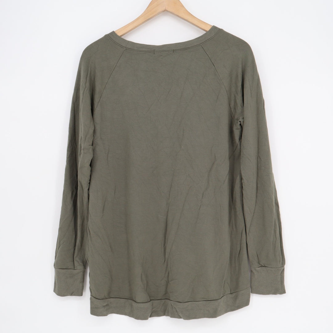 Threads 4 Thoughts Sweatshirt Women Medium Sage Green Stretch Crew Neck Pullover