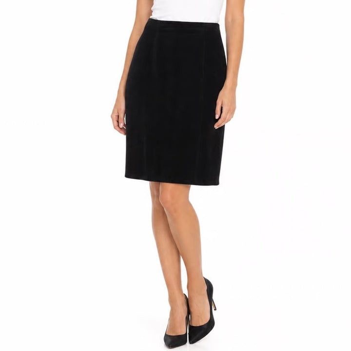 Vera Pelle Black Suede Leather Pencil Skirt Made in Italy Size 10 High Waist