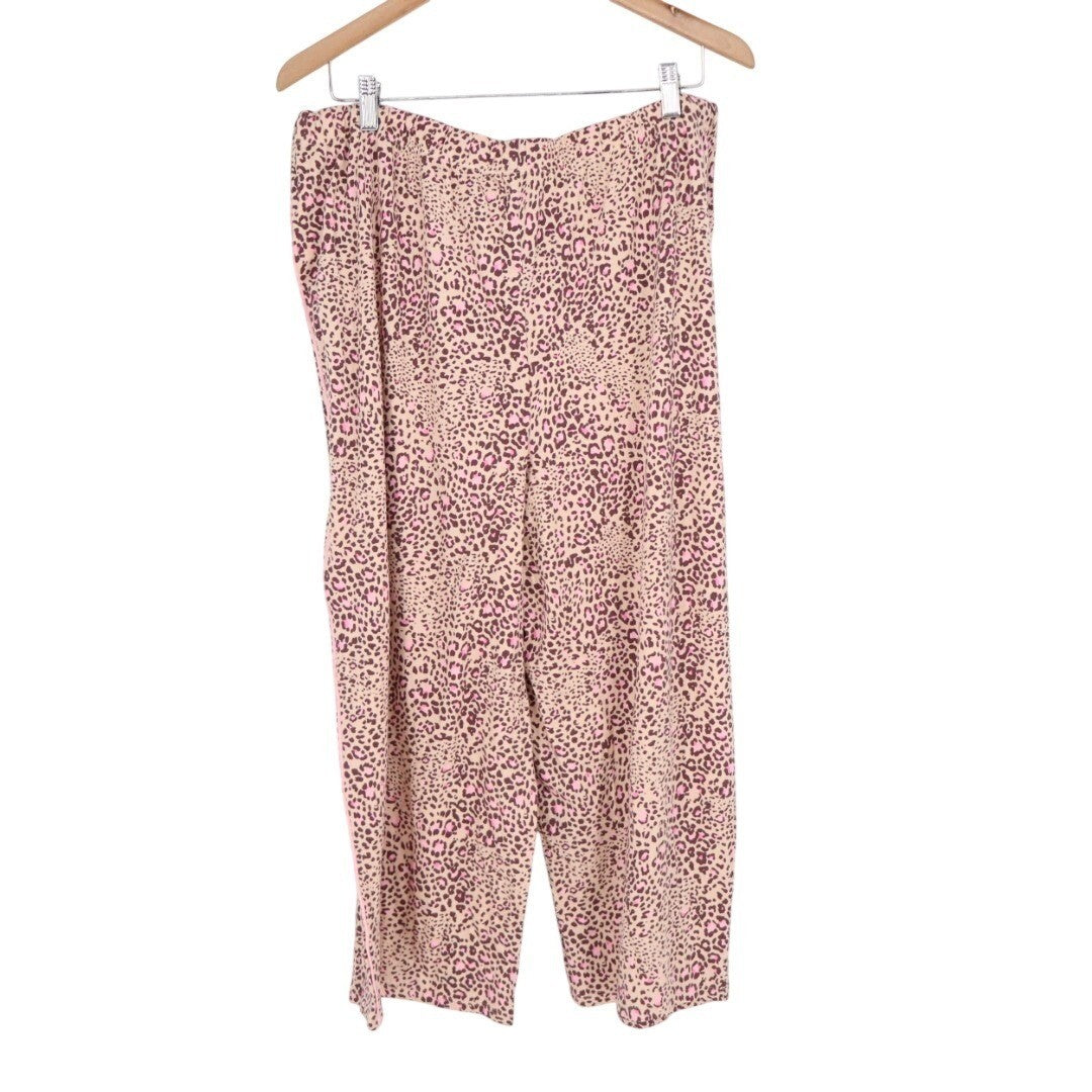 Cuddl Duds Pajama Pants Women XL Pink Stretch Leopard Print Drawstring Sleepwear