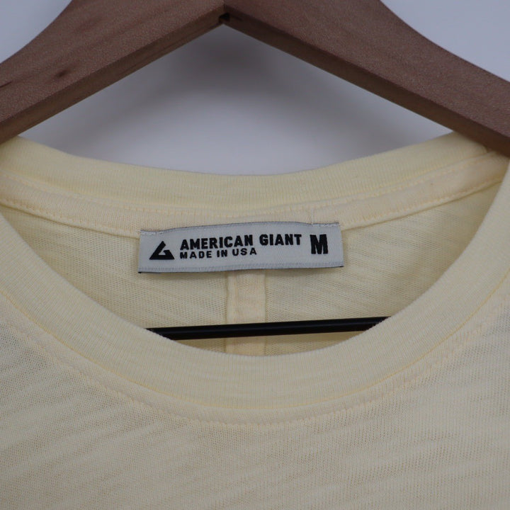 American Giant Long Sleeve Crew Neck T Shirt Yellow Size M Made in USA Cotton