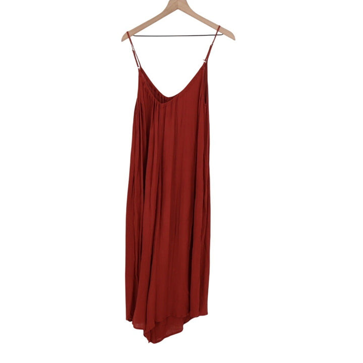 Love Stitch Rust Orange Gauze Spaghetti Strap Midi Dress Size M