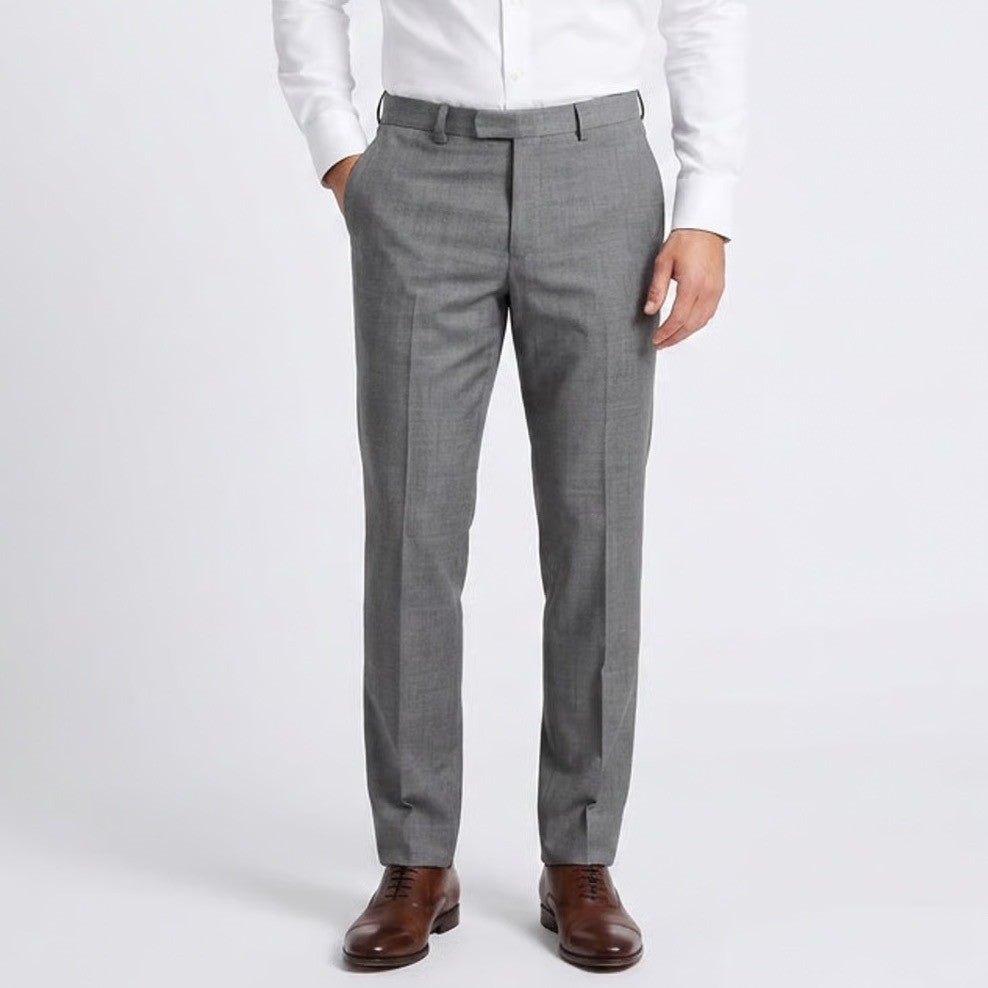 Mens Gray Flat Front Dress Pants Straight Leg Business Formal Trousers 36x31