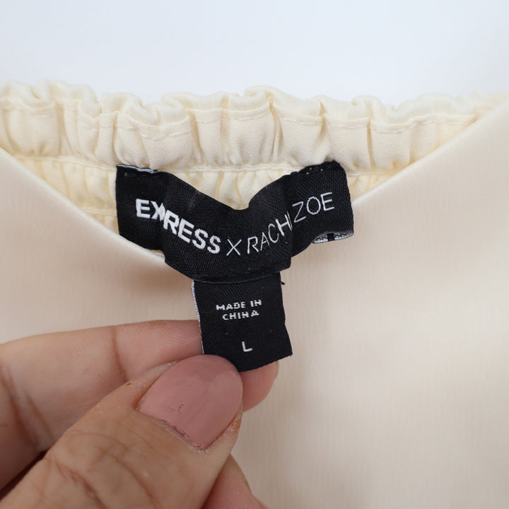 Express x Rachel Zoe Womens Ivory Cropped Camisole Top Sweetheart Neck Large