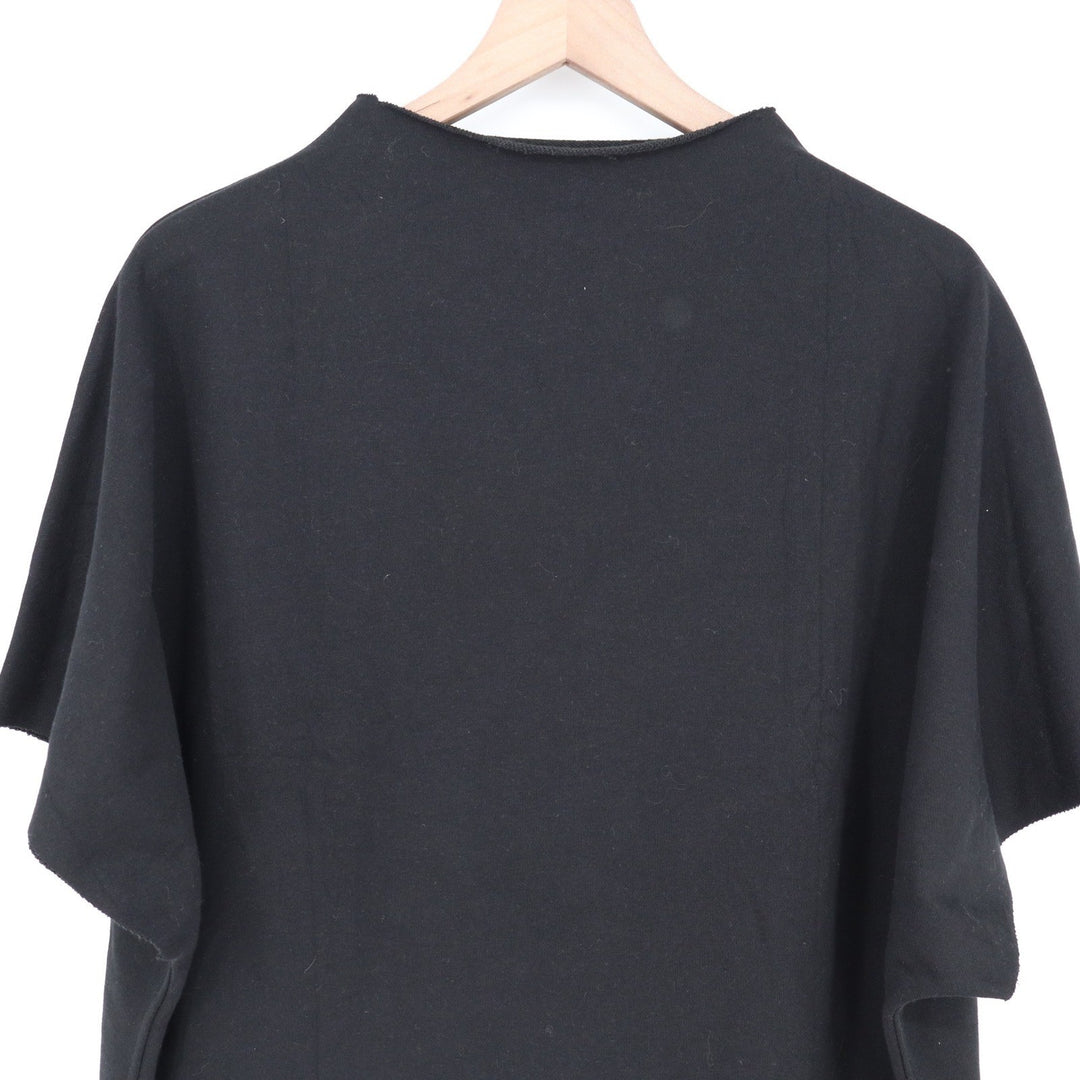 Black Mock Neck Short Sleeve Poncho Top Oversized Knit  L