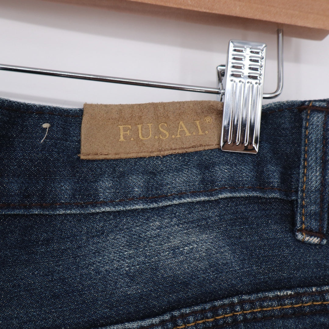 F.U.S.A.I. Jeans Mens 32 Straight Leg Dark Wash Embroidered Cotton Excellent