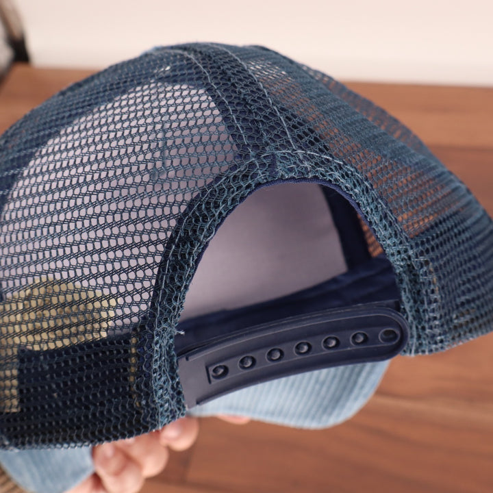 Free People Trucker Hat Women OS Blue Cohen Cord Curved Brim Adjustable Snapback
