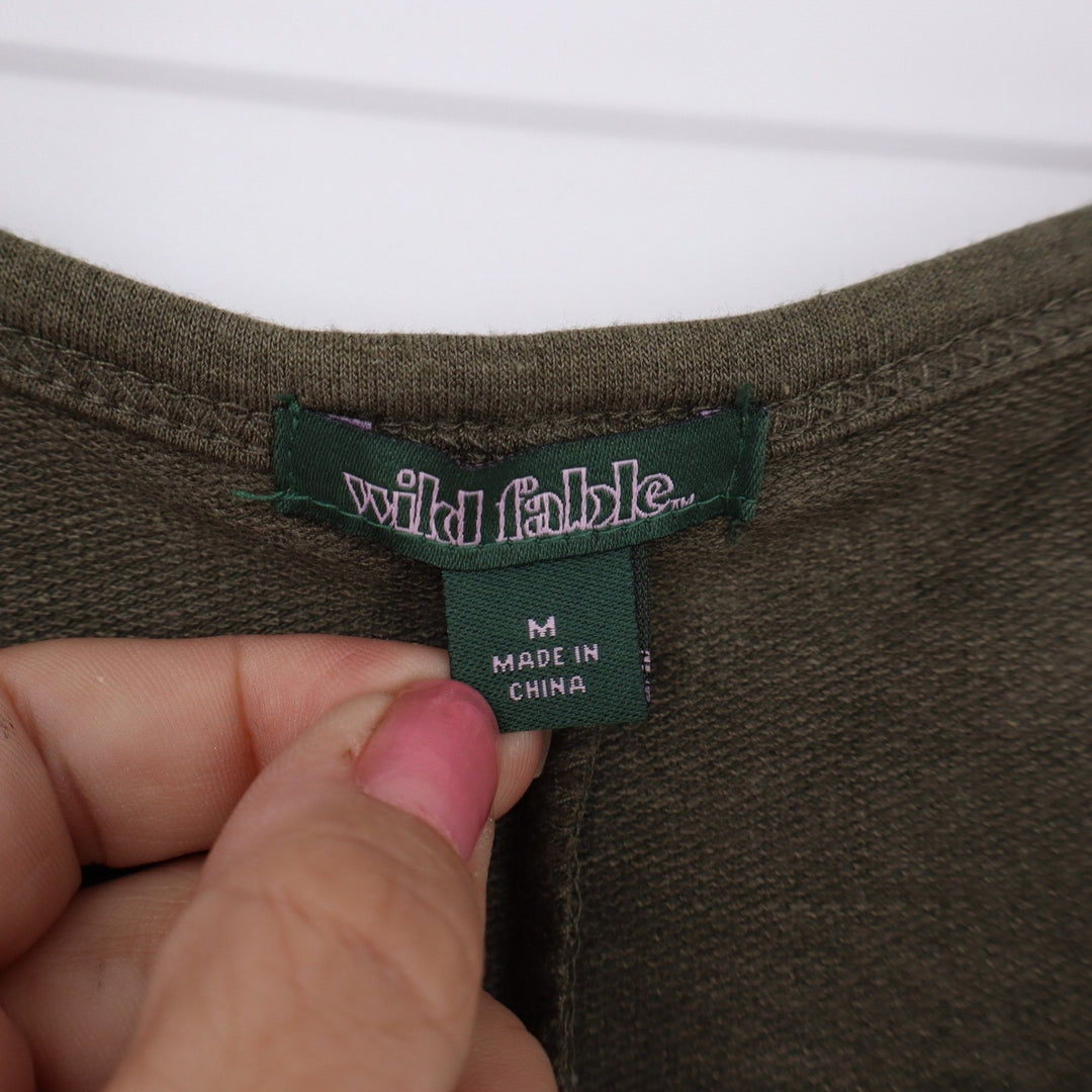 Wild Fable Jumpsuit Womens Medium Knit Racerback Olive Green Pockets Excellent