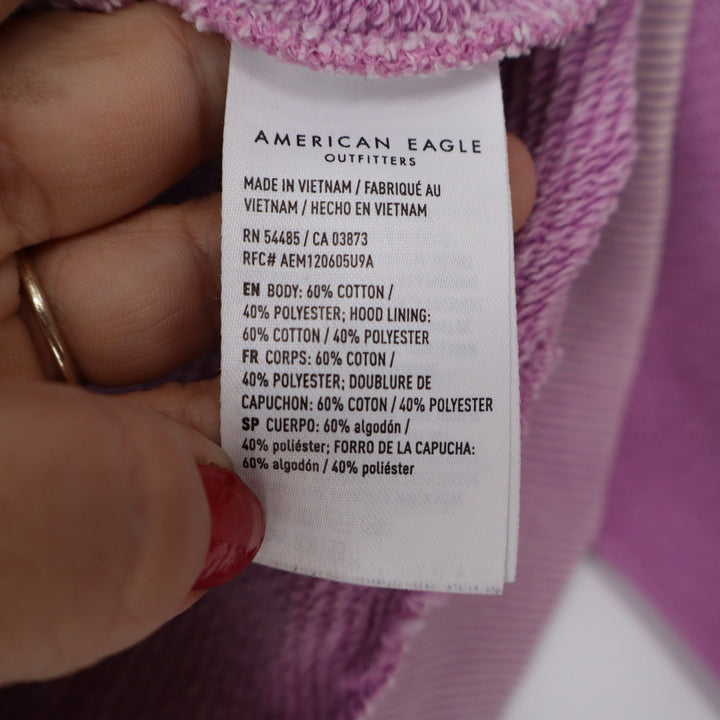 American Eagle Seriously Lived-In Purple Cropped Zip Up Hoodie Womens Medium
